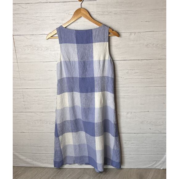 J Jill Dress Womens Size XS Blue & White Love Linen Gingham 100% Linen Tie - Picture 12 of 16